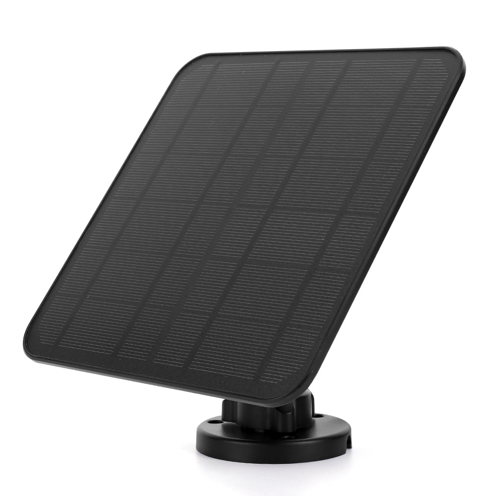 6W 5V Solar Panel for Security Camera, IP65 Waterproof Monocrystalline Solar Charger with 360° Adjustable Mount, 2.8m Cable, Micro USB & Type-C 2-in-1 Interface for EufyCam 3/3C/2/2C/2 Pro (Black)
