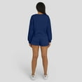thumbnail image 7 of Women's WEAR by Erin Andrews Navy Detroit Tigers Heavy Rugby Jersey Cropped Long Sleeve T-Shirt & Shorts Lounge Set, 7 of 7