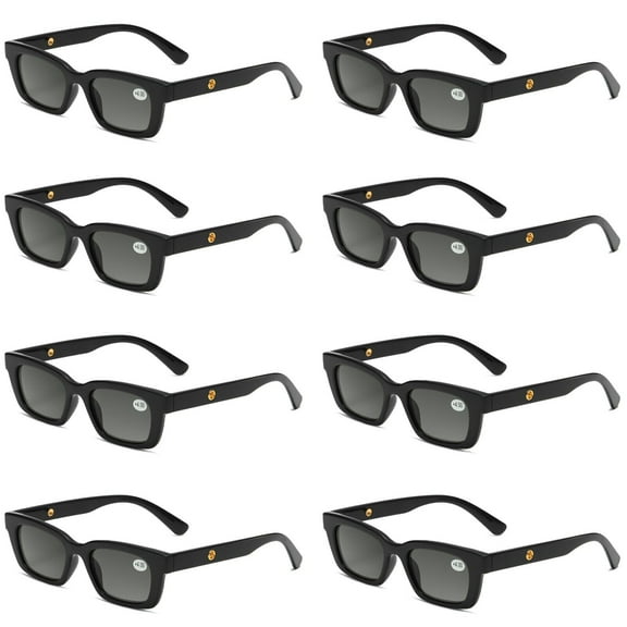 8 Pairs Mens Womens Reading Sunglasses Square Full Tinted Sun Readers +0.75
