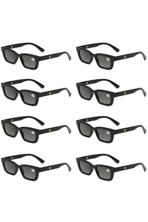 8 Pairs Mens Womens Reading Sunglasses Square Full Tinted Sun Readers +0.75