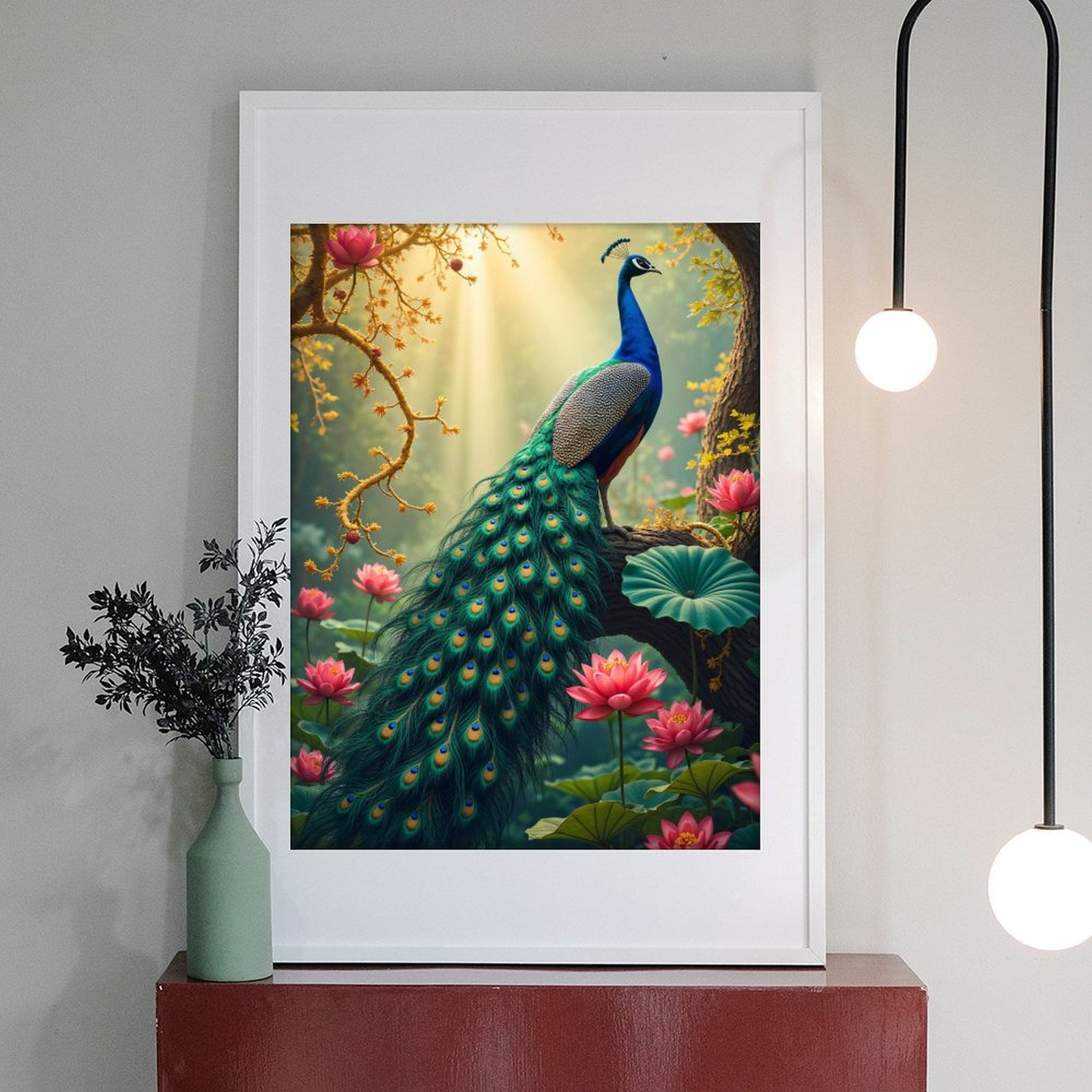Diamond Art Kit for Adults, Peacock Garden Elegance Blossoms Diamond Painting for Adults Beginners, DIY Diamond Art Painting Kits, 5D Diamond Painting Crafts for Home Decor 12x16 Frameless
