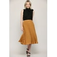 thumbnail image 4 of Made by Johnny Women's High Elastic Waist Pleated Mid A-Line Swing Skirt S MUSTARD_POLKA, 4 of 6