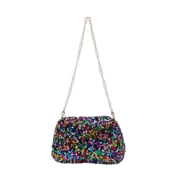 HXWCHs Stylish Glitter Evening Messenger Bag for Women Elegant Small Crossbody Purse with Detachable Chain Strap One Size White