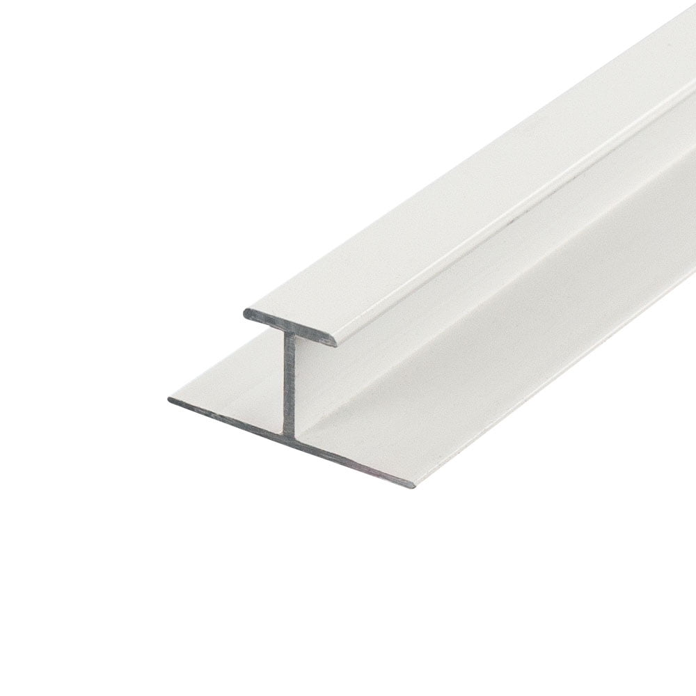 Outwater Aluminum H Channel Fits Material 1/2 Inch Thick White Aluminum