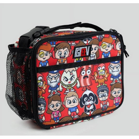 FGTeeV FGTV Lunch Zippered Bag Lunch Box - Red and Black