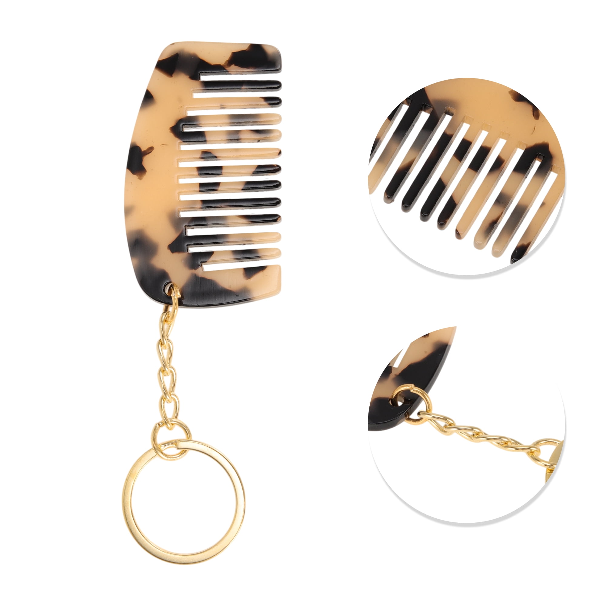 Unique Bargains 1 Pc Portable Mini Keychain Hair Comb for Making hair Smooth Light Brown