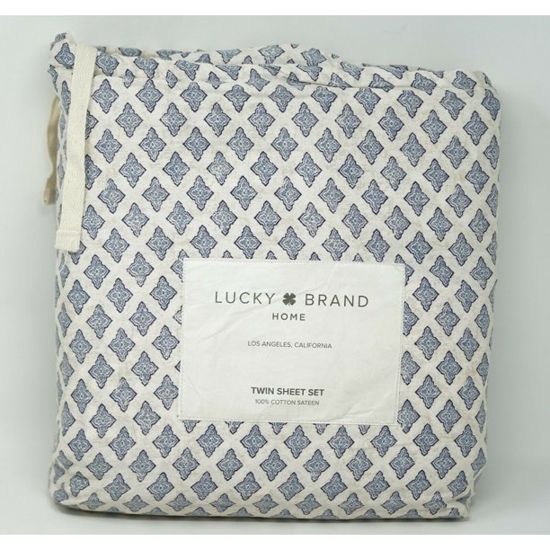 Lucky Brand 230Thread Count Cotton Printed Brooke 3Pc. Sheet Set TWIN Navy