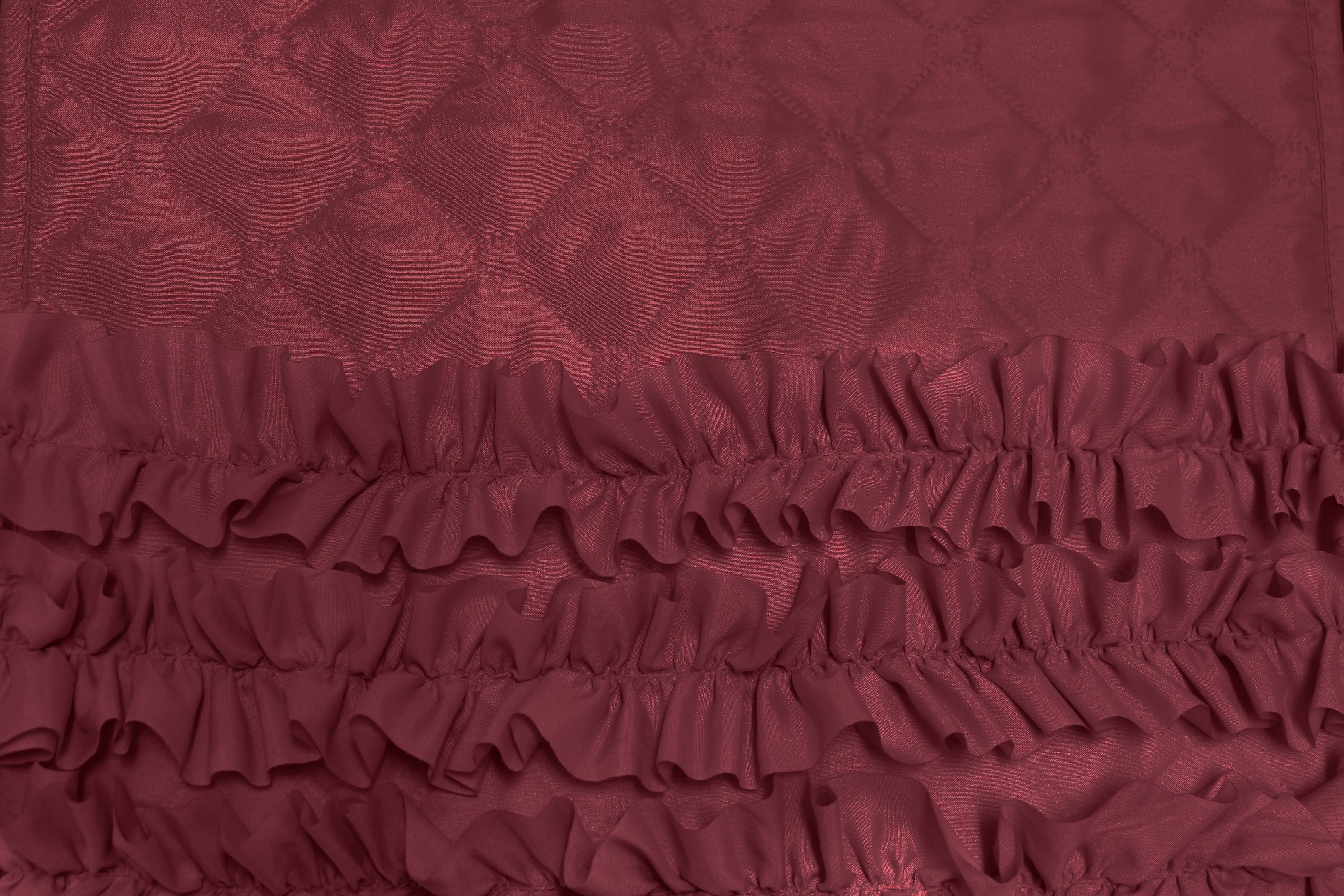 Innovative Textile Solutions 1-Piece Claremont Ruffled Loveseat Furniture Cover, Burgundy
