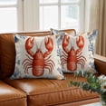 thumbnail image 3 of Marine Life Throw Pillow Cover Red Lobster Shell Seaweed Cotton Linen Cushion Cover Throw Pillow Case with Invisible Zipper for Couch Sofa Bed Chair Car 24x24 Inch, 3 of 11