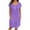 Purple, variant on Laqbezok Women's Cotton Linen Dress, Casual Crew Neck Short Sleeve Loose Sundress with Pockets, Retro Button Henley T-Shirt Dress