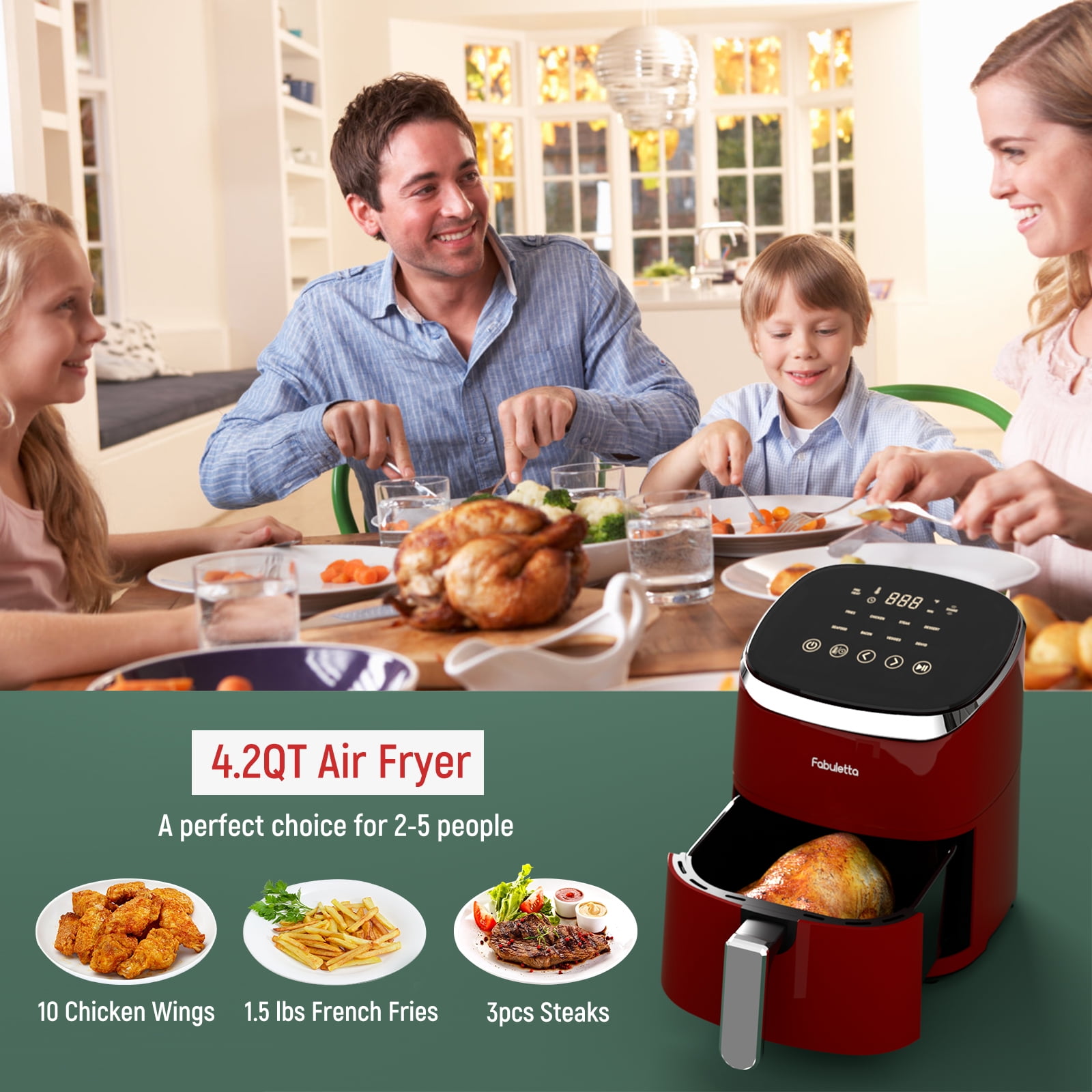 Air Fryer, Fabuletta 9 Customizable Smart Cooking Programs Compact 4QT Air  Fryers, Shake Reminder, - AliExpress