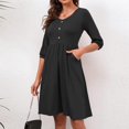 thumbnail image 3 of JUNWELL Robes de Femmes sous 10.00 Femmes de la Mode Robes d'Été Solide Casual V-Cou Bouton Poches Vacances Plage Mini Robe, 3 of 8