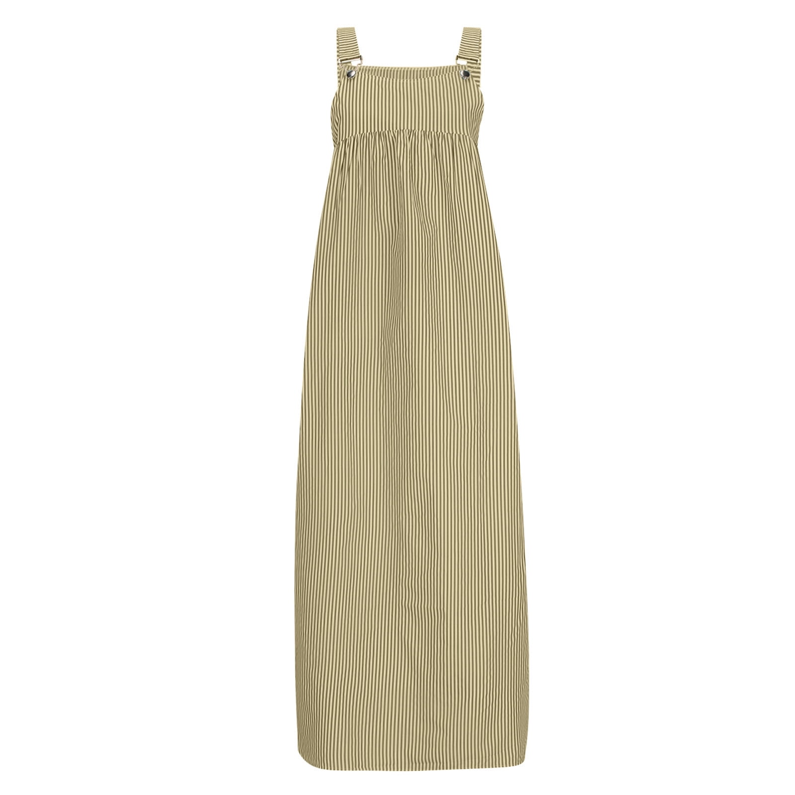 Striped Maxi Dress for Women Summer Y2k Square Neck Overall Dress Comfy Adjustable Strap Loose Long Beach Dresses
