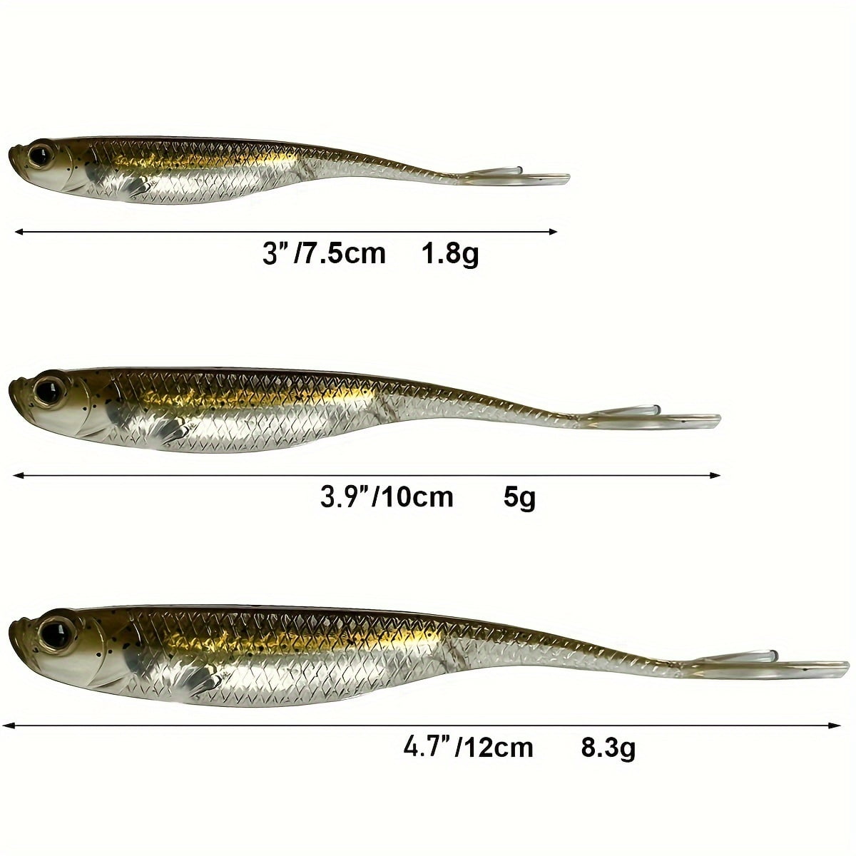 5pcs Artificial Floating Fishing Lure, Bionic Forked Tail Wobbler Soft Bait, Fishing Tackle For Saltwater