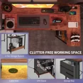 thumbnail image 4 of 66" Reversible L-Shaped Computer Desk with File Drawer, Built-In Power Outlets and LED Lights, Rustic Brown, 4 of 5