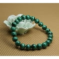 thumbnail image 3 of Natural AA Grade Malachite Gemstone 8mm Round Beads Stretch Bracelet 7" Unisex, 3 of 6
