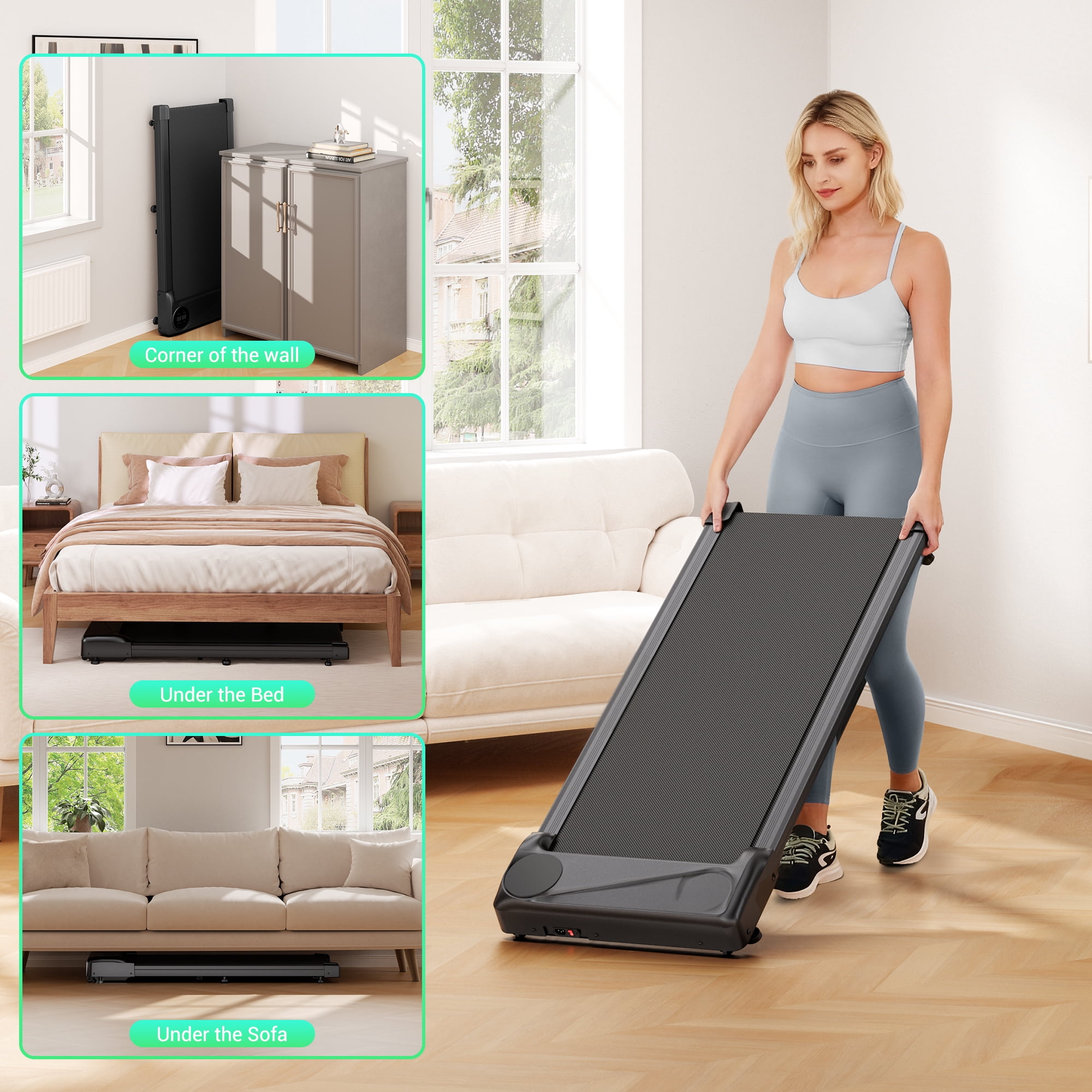 COFUNOK  3.0HP Walking Pad,Under Desk Treadmill,Portable Small Treadmill LED Display & Remote Control for Home/Office,Walking Jogging Machine,Weight Capacity 265 LBS
