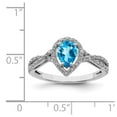thumbnail image 5 of 925 Sterling Silver Rhodium Blue Topaz and Diamond Ring Size 5, 5 of 6