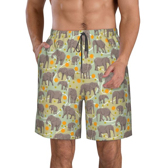 Logiee African bush elephant Print Mens Swim Trunks Quick Dry Board Shorts,Breathable Hawaii Beach Shorts Swimwear Bathing Suits-Small