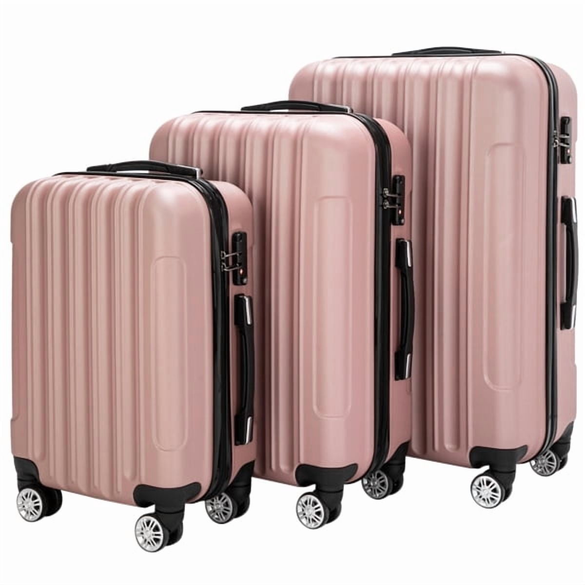 Alvantor 3-in-1 Large Capacity Travel Suitcase Set, Durable ABS+PC Hardshell Luggage with Wheels, Pink (20"|24"|28")