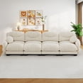 thumbnail image 3 of FFH 150" Living Room Sofa, Contemporary 4 Seat Couch, Comfy Cloud Couch, Pleated Design, Easy Assembly, Beige, 3 of 12