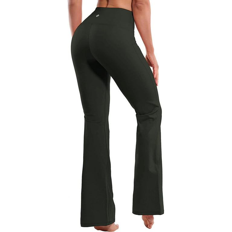 BUBBLELIME 29/31/33/35/37 4 Styles Women's High Waist Bootcut Yoga  Pants - Basic Nylon_OLIVEGRAY M-31 Inseam