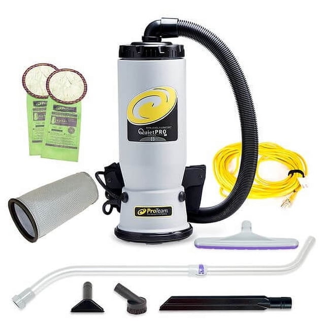ProTeam 6 Qt. QuietPro BP HEPA Backpack Vacuum with 107100 Xover Floor Tool Kit D and HEPA Filtration System - 120V