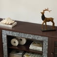 thumbnail image 4 of Resenkos 70-Inch Modern TV Stand, 2-Door Faux Stone Media Console & Entertainment Center for Living Room, Cherry, 4 of 16