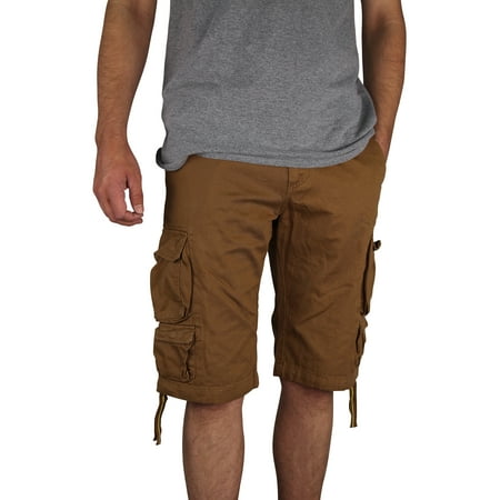 Men's Gray Earth Long Lightweight Cargo Shorts (Khaki,