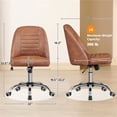 thumbnail image 4 of Yaheetech Rolling Faux Leather Desk Chair with Chrome Plated Metal Base, Retro Brown, 4 of 7