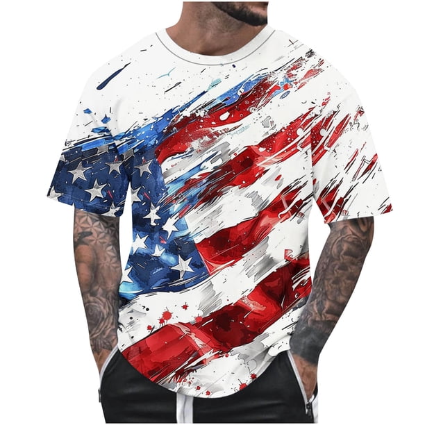 Blusas y camisas de manga corta con cuello en V, moda de verano, camiseta informal de cuello redondo estampada para hombre, top de algodón de imitación para hombre