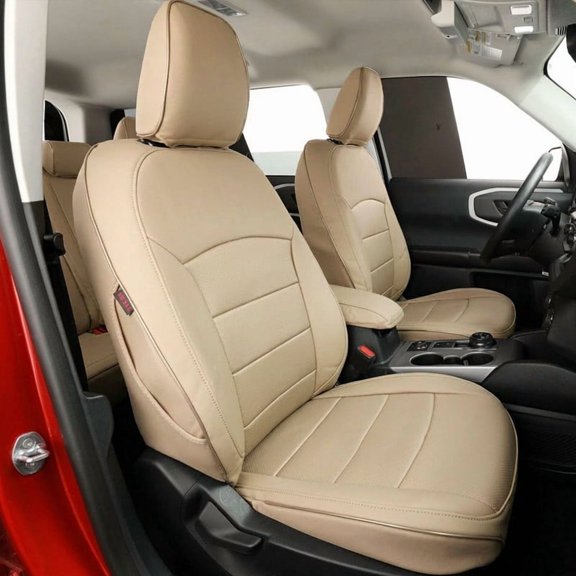 EKR Custom Fit Bronco Seat Covers for 2021 2022 2023 Ford Bronco Sport Base- Waterproof Car Seat Cover Full Set for SUV,Faux Leather(Beige)