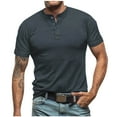 thumbnail image 2 of Men's Casual Henley Shirts Classic Button Cotton Short Sleeve T-Shirt Summer Basic Solid Lightweight Tees Tops, 2 of 5