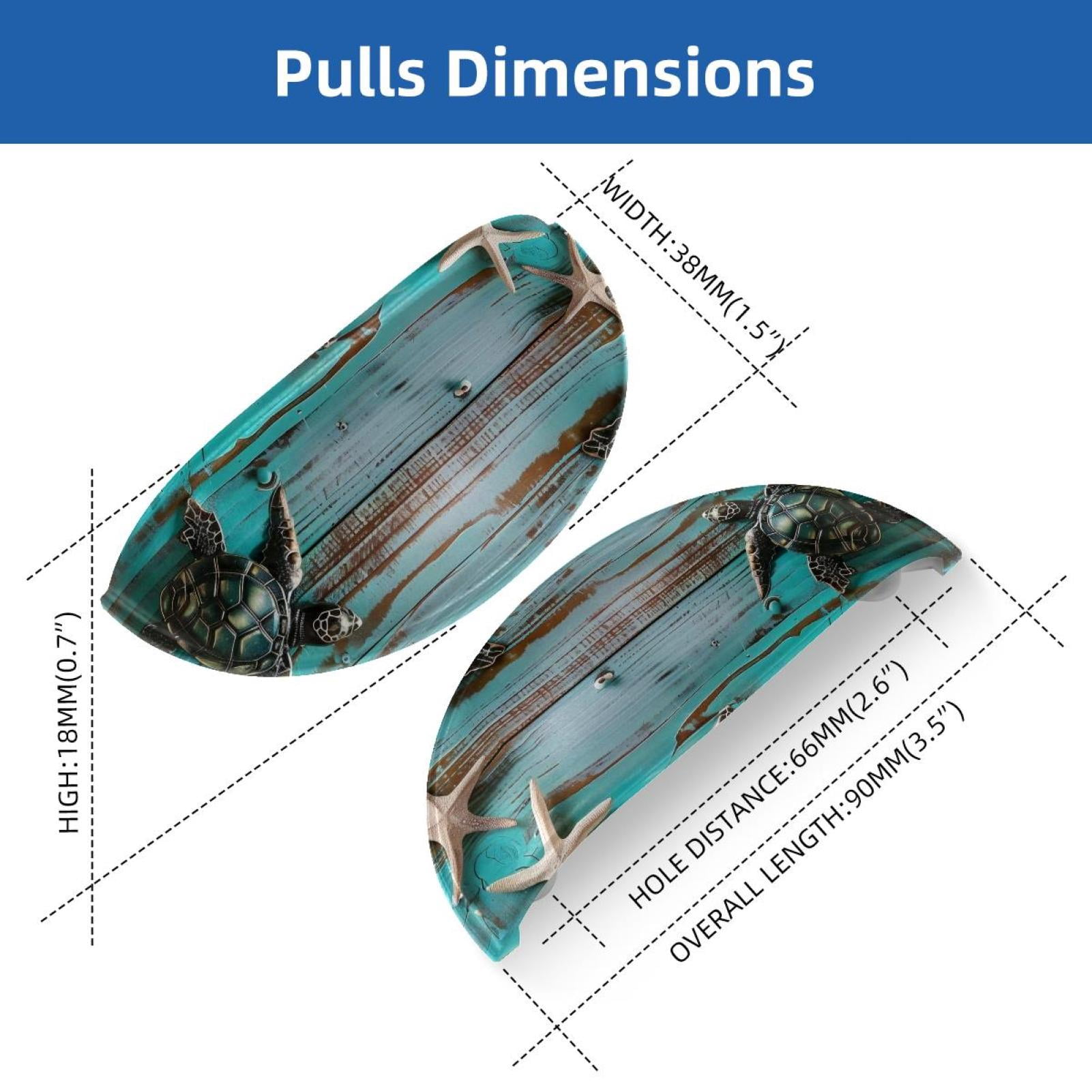 PhooArto 6 Pcs Cup Drawer Pulls, Sea Turtle Blue Wooden Board Shell Shape Handles Cabinet Knobs for Dresser Cupboard Closet Wardrobe with Screws