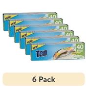 (6 pack) Ten Sandwich Bags 40 Count Zipper Seal