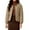 Khaki, variant on Women's Solid-Color Fashionable Lightweight Down Cotton-Padded Jacket, Warm Collarless Quilted Coat for Easy Comfort and Minimalist Style,Black,M