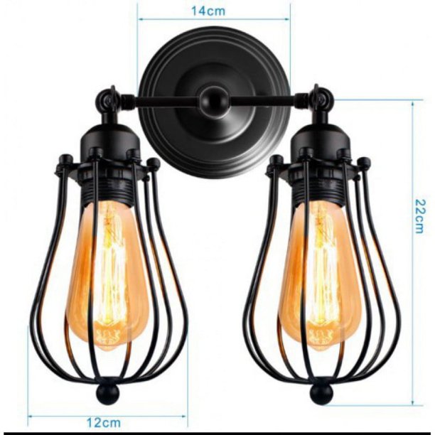 Lámpara de pared estilo LOFT industrial retro, lámpara de pared para restaurante, bar, balcón, pasillo, escalera, lámpara de pared de un solo cabezal con forma de pomelo