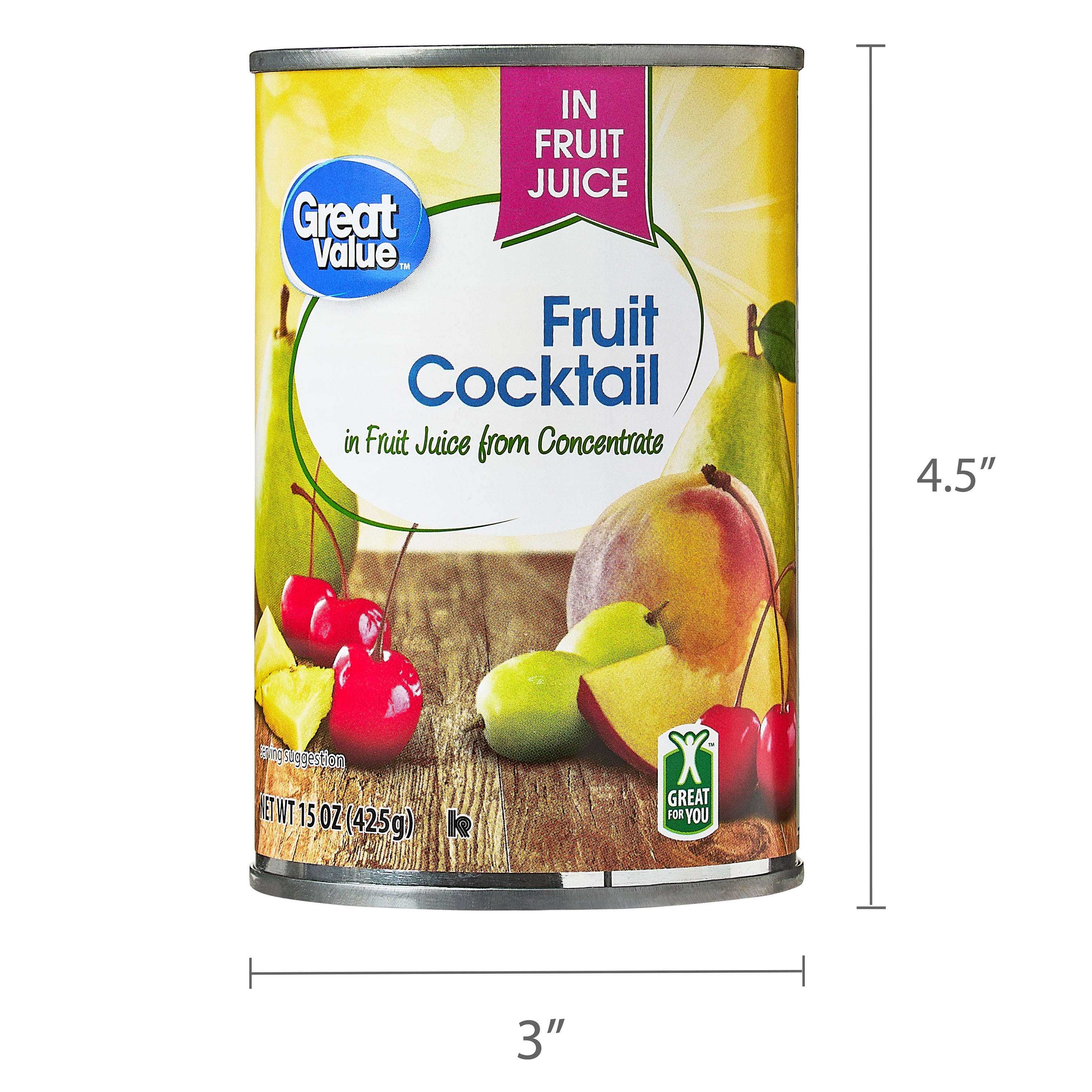 Great Value Fruit Cocktail in Juice 15 oz Diced Peaches Pears