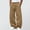 Khaki, variant on WIZUTIZ Men's Lace Up Elastic Waist Pants Solid Color Relaxed Fit Casual Straight Leg Trousers With Pockets