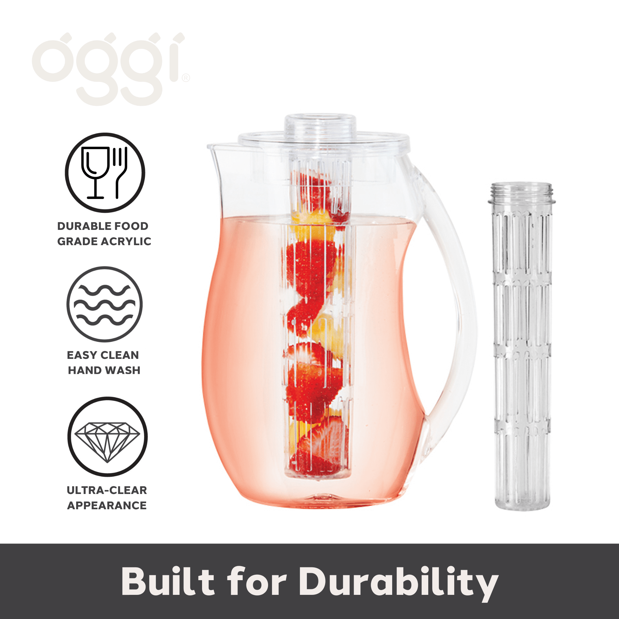 Clear Pitcher w/ Infuser Tube (3 lt, 102 oz)