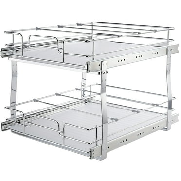 KFFKFF 18x20 inch Drawer Basket 2-Tier Wire Pull Out Cabinet Under Sink Organizer