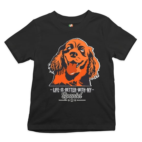Tee Hunt Life is Better with My Spaniel Youth T-Shirt Pet Owner I Love My Dog Kids