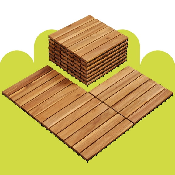 10/27/54/108 PCS Waterproof Acacia Wood Plastic Flooring Tiles - 12.5x12.5" Interlocking Deck Tiles for Indoor/Outdoor Patio/Garden/Poolside/Halloween