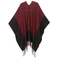 thumbnail image 2 of Sakkas Avi Women's Reversible Open Front Poncho Cardigan Ruana Cape Shawl W/Fringe - Gingham Red - One Size Regular, 2 of 7