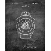 Original Police Badge Artwork Submitted In 1924 - Police - Patent Art Print
