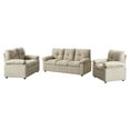 thumbnail image 2 of Hybiton Modern 3 Piece Sofa Set Linen Chai r& Loveseat & Sofa-Light Camel, 2 of 8