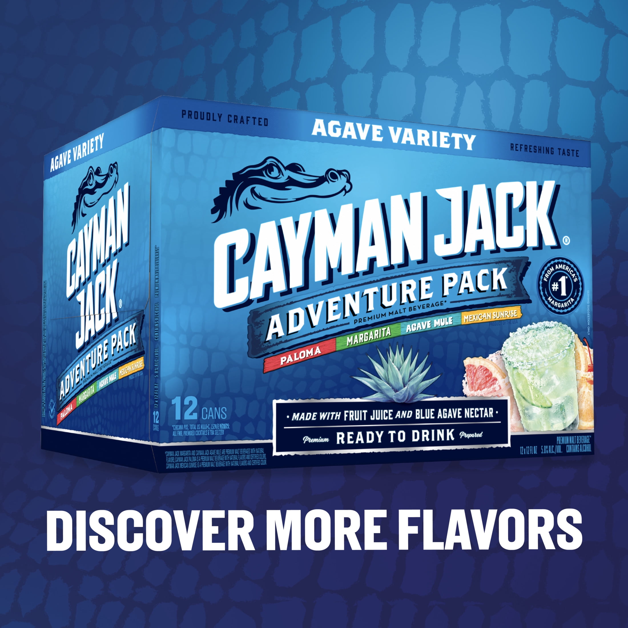 Cayman Jack Margarita Variety Pack, 12 Pack, 12 fl oz Cans, 5.8% ABV