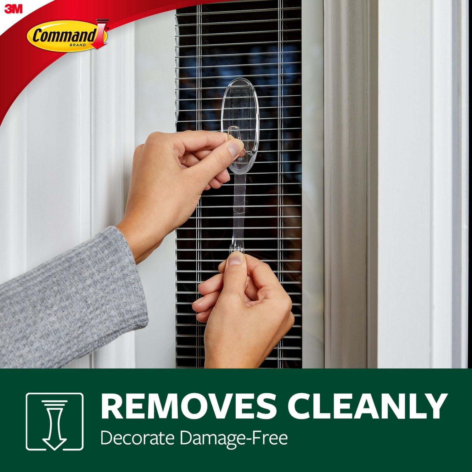 Command™ Outdoor Window Hook 17091CLRAWVPEF, Clear, Medium