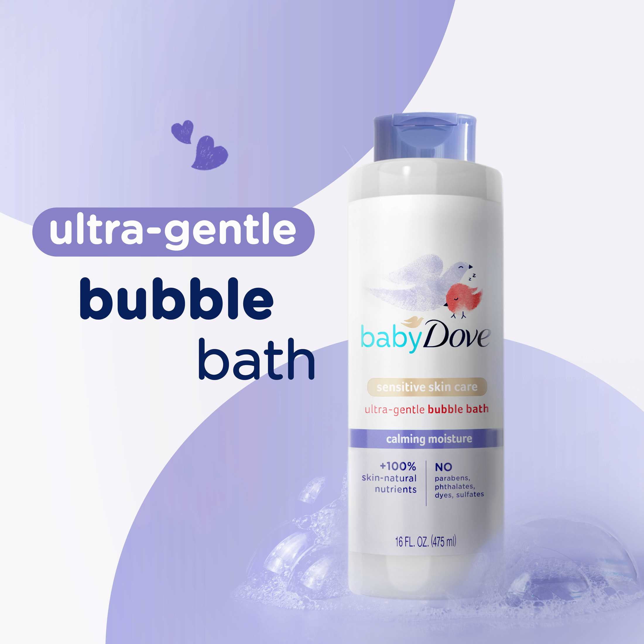 (4 pack) Baby Dove Ultra-Gentle Bubble Bath Calming Moisture Sensitive Skin, 16 oz