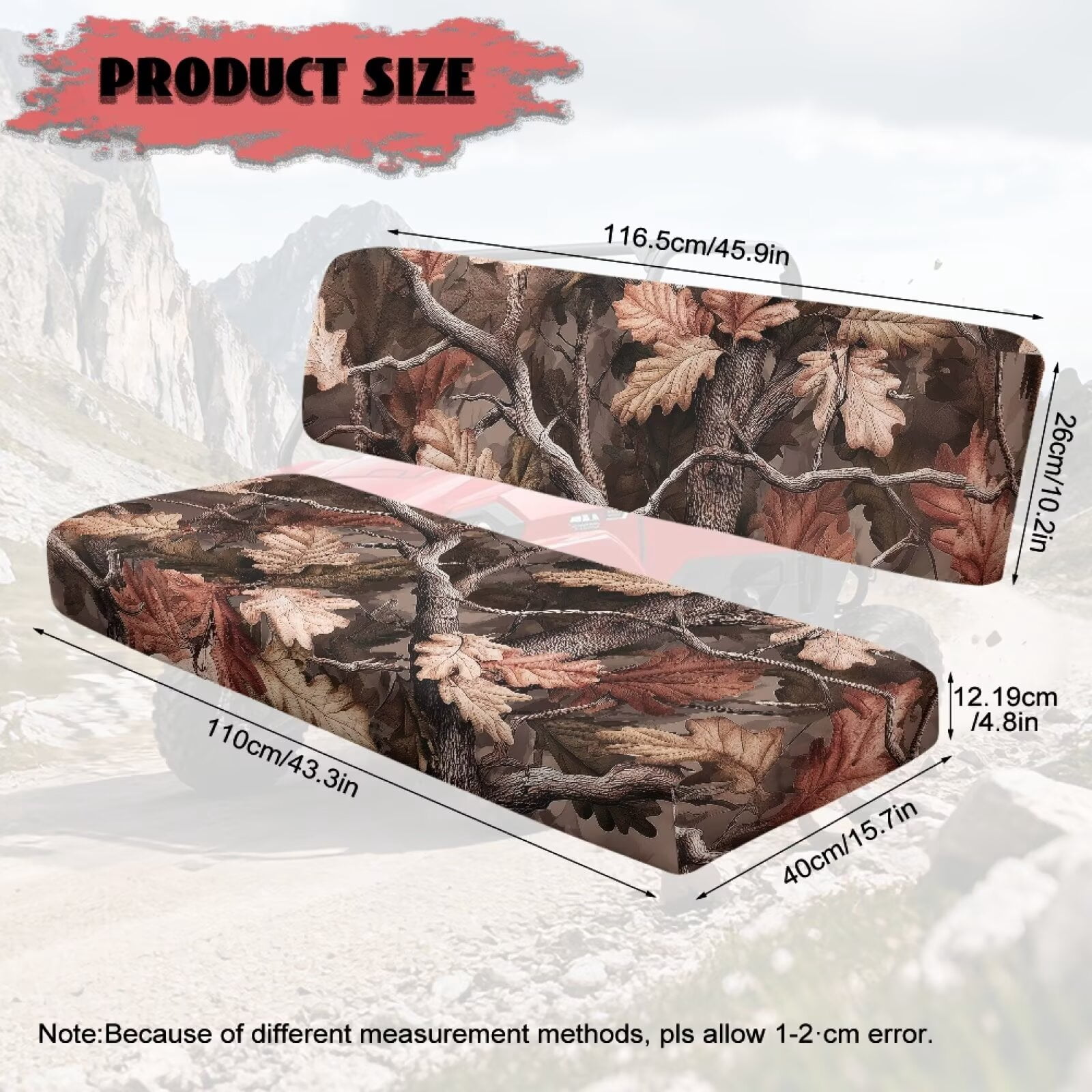 XYZCANDO Brown Camo Forest UTV Seat Covers Compatible with Kawasaki Mule 3010 Set 2 Pcs Front Seat Back & Seats Bottom Cover Mule Accessory Parts UTV Seats Protection Set